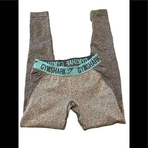 Gymshark Flex Charcoal Marl Dusky Teal Leggings - Picture 2 of 7